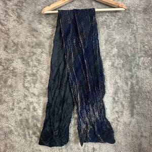 Segalini Italy Silk Rayon Scarf Blue Gold Plush Velvet Feel